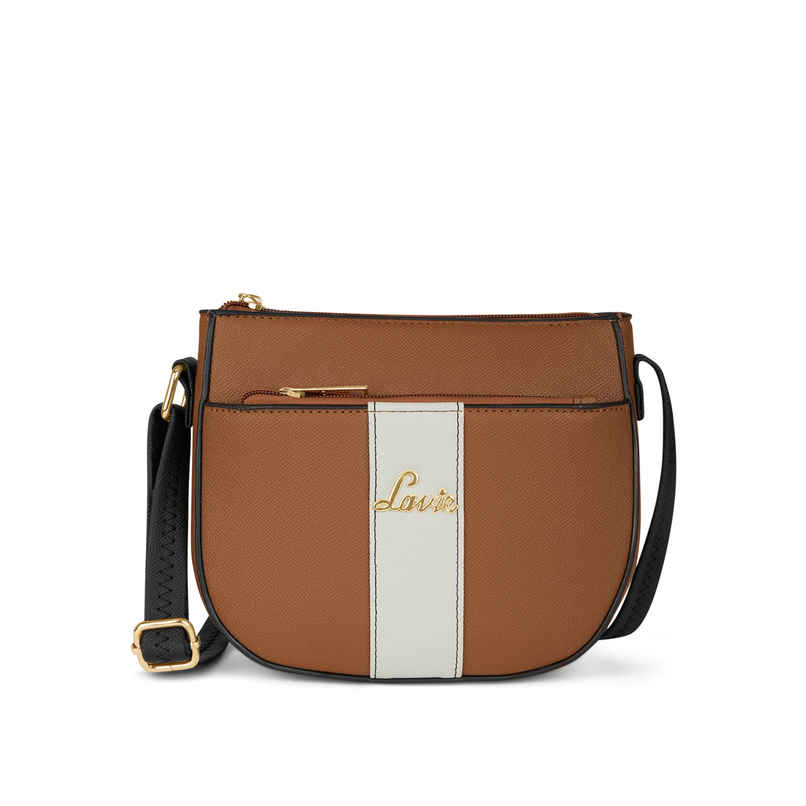 Lavie Women's Colourblock Spade Crossbody Sling Bag | Ladies Purse Handbag | Tan