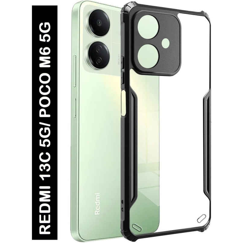 Kwine Case Redmi 13C 5G / Poco M6 5G Back Cover - Black Bordered Transparent Case Kwine Case Redmi 13C 5G / Poco M6 5G Back Cover - Black Bordered Transparent Case