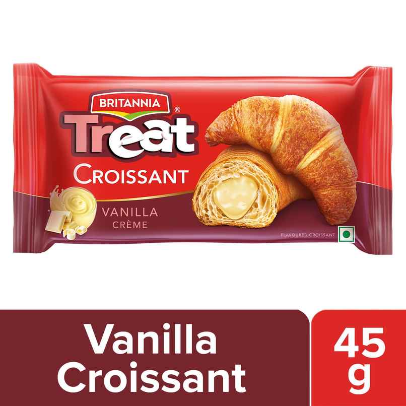 Britannia Treat Croissant | with Vanilla Creme Filling 100% Veg Britannia Treat Croissant | with Vanilla Creme Filling 100% Veg