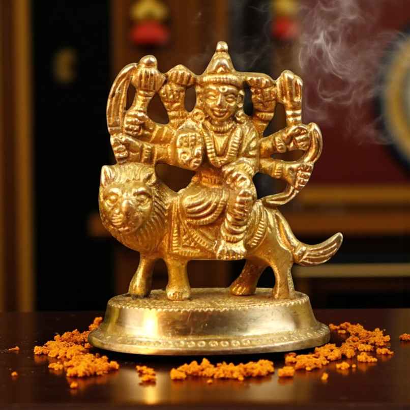 Pure Brass Durga Idol | Metallic | ServDharm