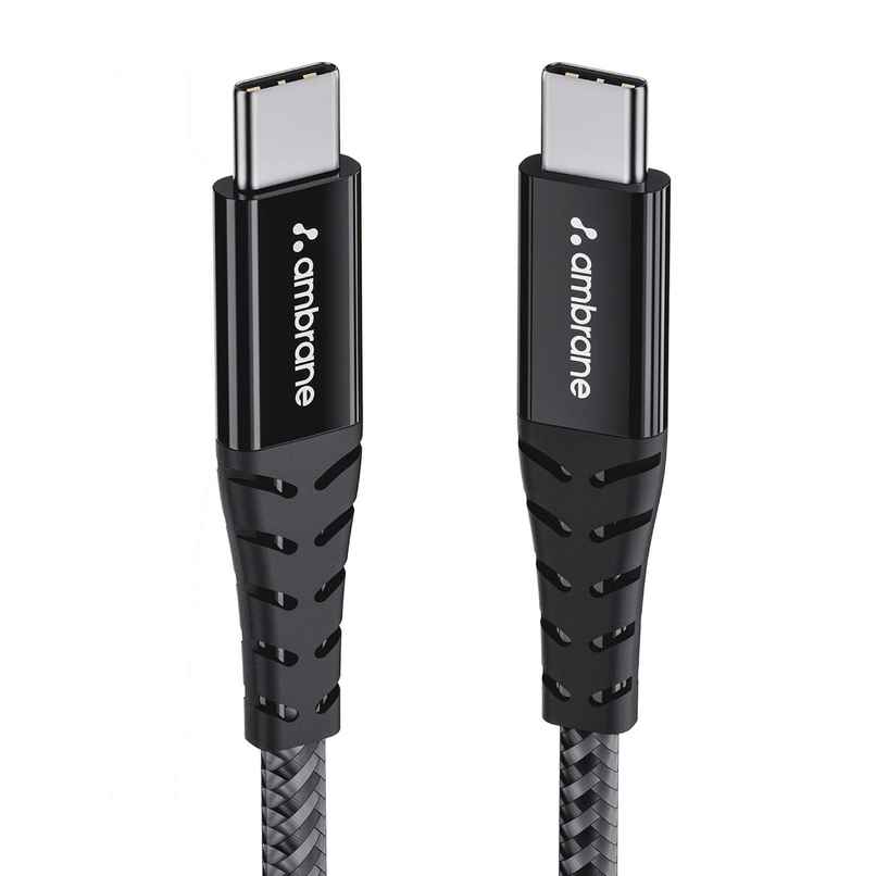 Ambrane (ABCC-100) 100W Fast Charging Cable Compatible with iPhone 15, Samsung, OnePlus, Google Pixel, Laptop, Macbook, 480mbps Data Sync, Braided Cable, 1.5m Length - Black Ambrane (ABCC-100) 100W Fast Charging Cable Compatible with iPhone 15, Samsung, OnePlus, Google Pixel, Laptop, Macbook, 480mbps Data Sync, Braided Cable, 1.5m Length - Black