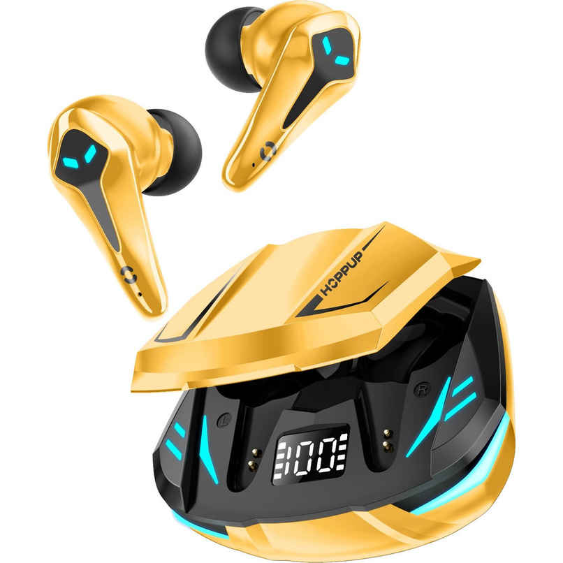 Hoppup Xo3 Gaming Earbuds With 35 ms Low LatENCy, 13Mm Drivers (Yellow, True Wireless)
