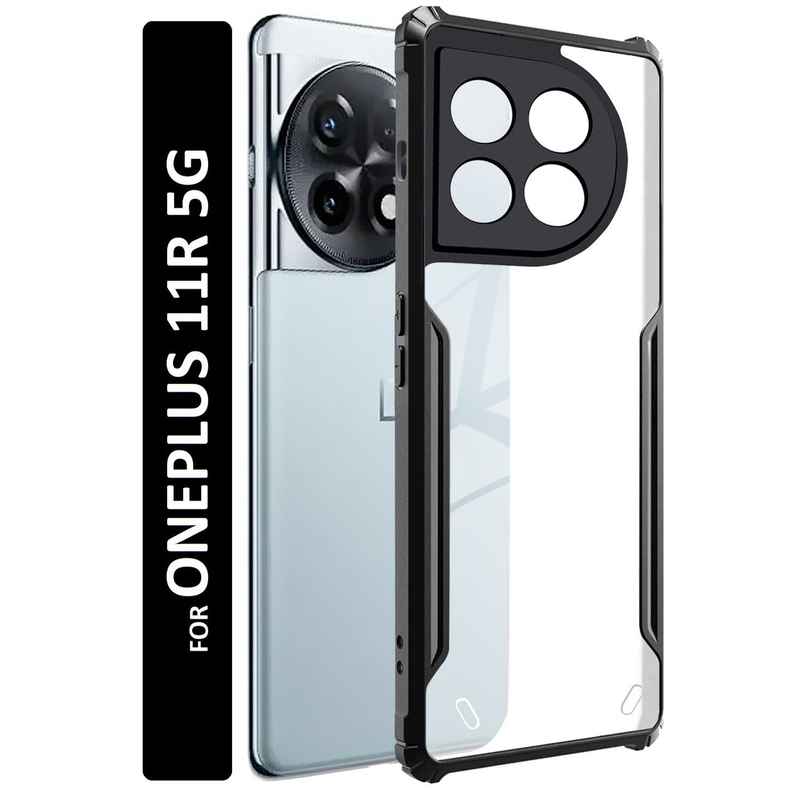 Kwine Case Oneplus 11R Back Cover - Black Bordered Transparent Case Kwine Case Oneplus 11R Back Cover - Black Bordered Transparent Case