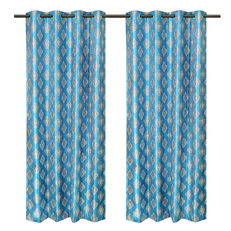 Antzco Blue Door Curtain Crazy Print 7 ft x 4 ft | Pack of 2 | DC04