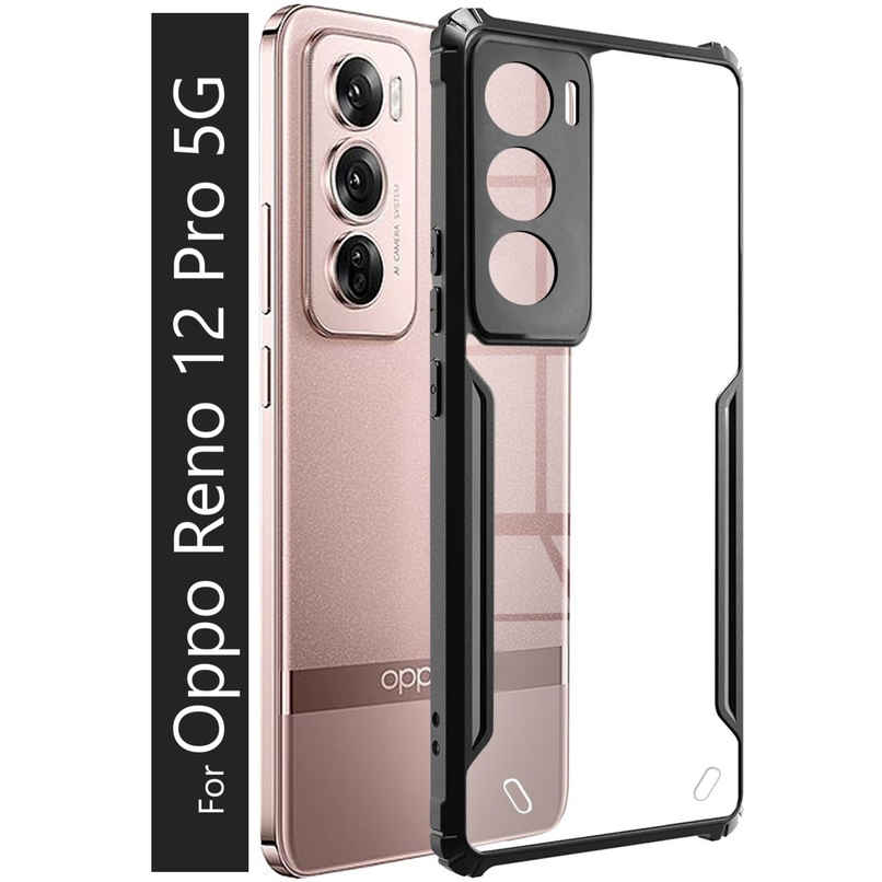 Kwine Case Oppo Reno 12 Pro Back Cover - Black Bordered Transparent Case Kwine Case Oppo Reno 12 Pro Back Cover - Black Bordered Transparent Case