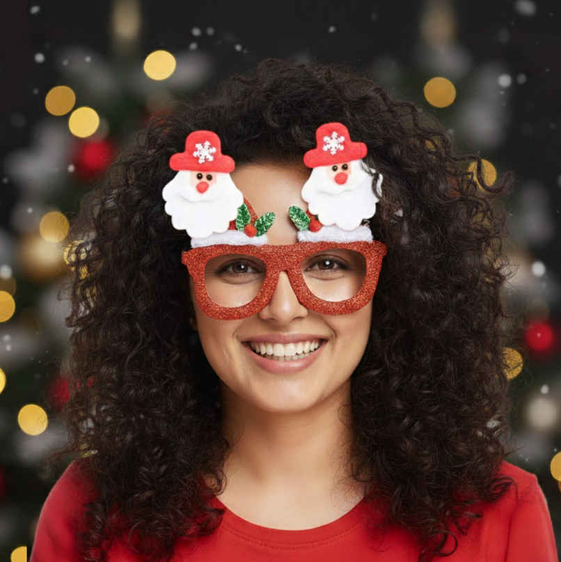 Christmas Tree & Santa Design Glitter Goggles | Party Accessory | Picfest