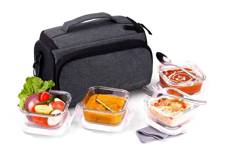 Oliveware Elite Glassware Sqaure Lunchbox - Grey