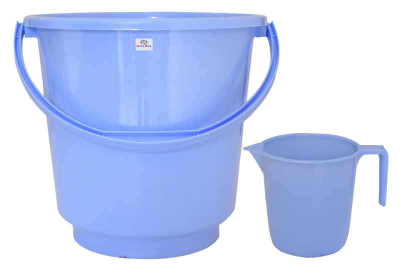 Kuber Industries 2 Pieces Unbreakable Virgin Plastic Multipurpose Bathroom Bucket & Mug Set|Blue Kuber Industries 2 Pieces Unbreakable Virgin Plastic Multipurpose Bathroom Bucket & Mug Set|Blue
