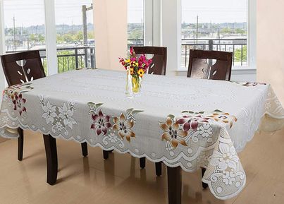 Kuber Industries Floral Cotton 6 Seater Dinning Rectangular Table Cover - Cream (CTKTC03517) Kuber Industries Floral Cotton 6 Seater Dinning Rectangular Table Cover - Cream (CTKTC03517)