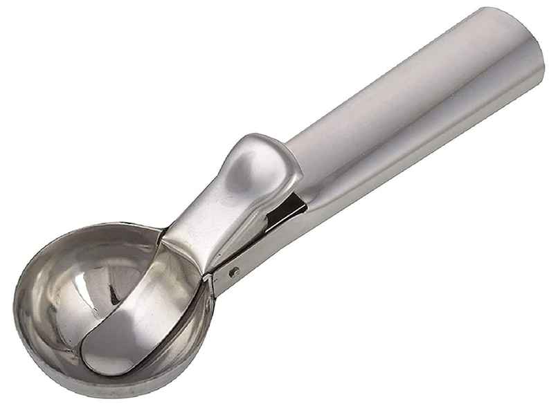 Kuber Industries Stainless Steel Spring/Trigger Ice Cream Scoop (Silver)-KUBMART2855 Kuber Industries Stainless Steel Spring/Trigger Ice Cream Scoop (Silver)-KUBMART2855