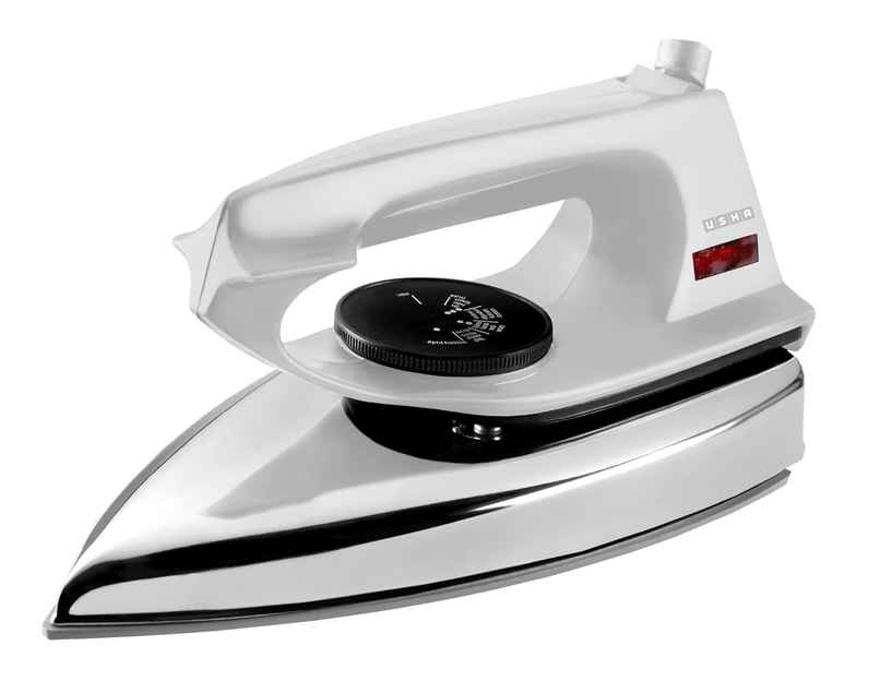 Usha 2802 Dry Iron with Metal Body, 1000Watt, Single Coat Black Non Stick Soleplate for longer durability - White