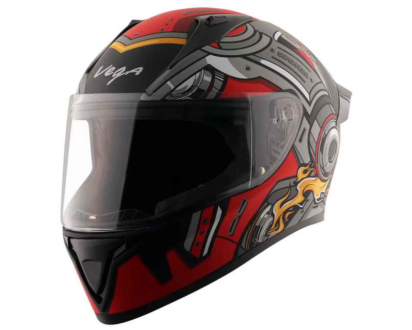 Vega Bolt Superhero Motorbike Black Red Helmet-L Vega Bolt Superhero Motorbike Black Red Helmet-L
