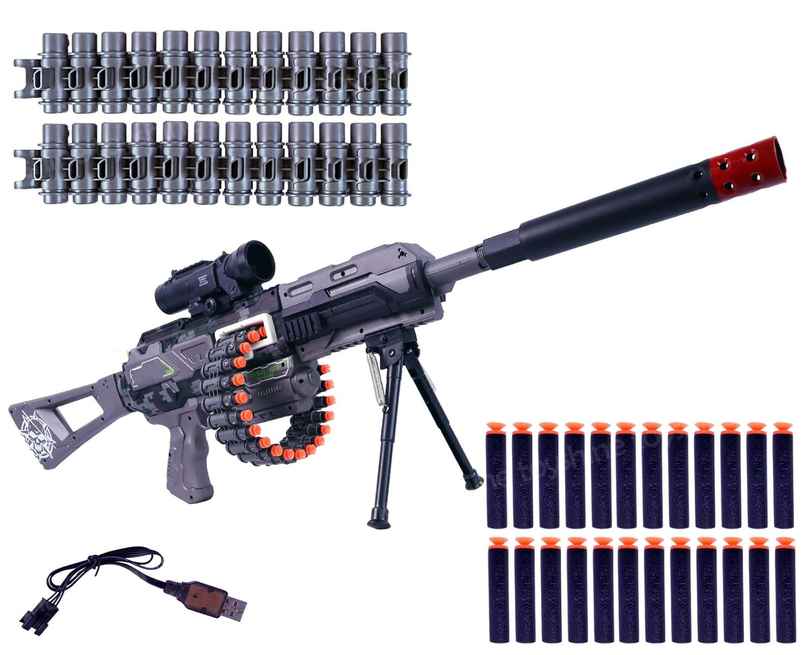 Toyshine Dual Mode 110Cm Soft Foam Bullet Blaster Rechargeable Automatic Gun Toy , 24 Soft Bullets Toyshine Dual Mode 110Cm Soft Foam Bullet Blaster Rechargeable Automatic Gun Toy , 24 Soft Bullets