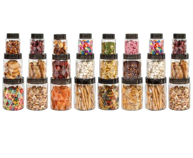 Cello Diamond Plastic Kitchen Storage Container|Set Of 24| Clear|300 ml| 650 ml| 1200 ml