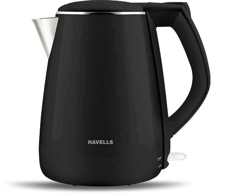 Havells Aqua Plus Electric Kettle 1.2 Litre, 1250 Watt, 304 Stainless Steel Inner Body, Cool Touch Body, Auto Shut-Off - Black Havells Aqua Plus Electric Kettle 1.2 Litre, 1250 Watt, 304 Stainless Steel Inner Body, Cool Touch Body, Auto Shut-Off - Black