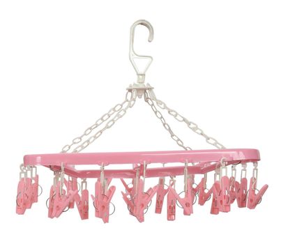 Kuber Industries Cloth Drying Hanger Rack (32 Clips) | 360 Degree Portable & Rotatable | Pink