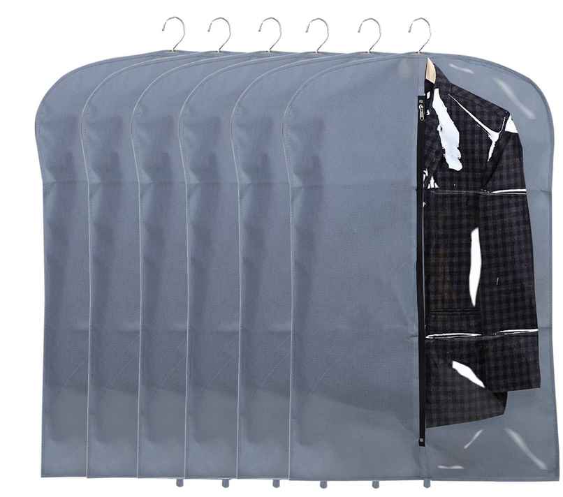 Kuber Industries 6 Pieces Half Transparent Non Woven Men's Coat Blazer Suit Cover (Grey) Kuber Industries 6 Pieces Half Transparent Non Woven Men's Coat Blazer Suit Cover (Grey)