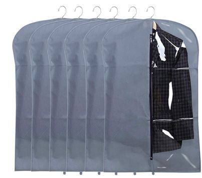 Kuber Industries 6 Pieces Half Transparent Non Woven Men's Coat Blazer Suit Cover (Grey) Kuber Industries 6 Pieces Half Transparent Non Woven Men's Coat Blazer Suit Cover (Grey)