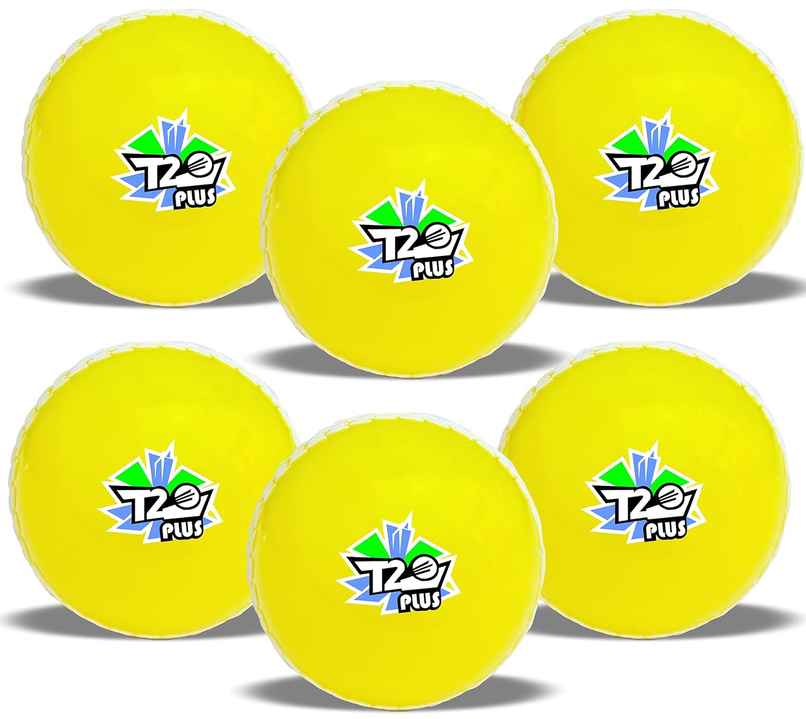 Jaspo Synthetic Rubber T-20 Plus Practice Cricket Ball/Wind Balls (Pack Of 6) - Yellow