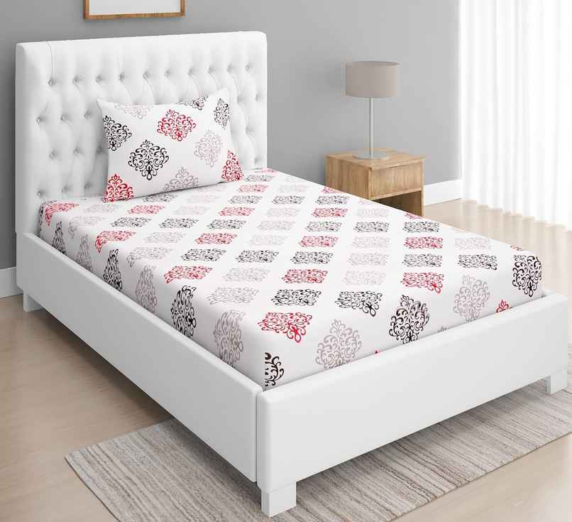 BAY6 100% Cotton 144 TC Single Bedsheet - 90 in X 60 in, Paisley Print