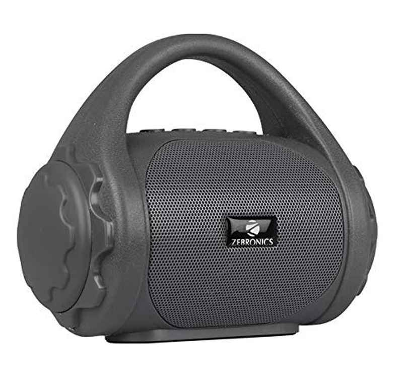 Zebronics County 3W BT Speaker with Carry Handle, USB, SD Card, AUX, FM & Call Function (Gray)