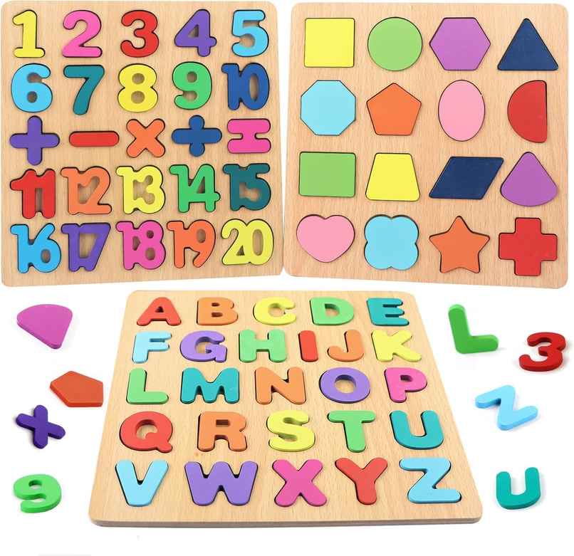 Storio 3-in-1 Wooden Puzzle Set | Early Learning Toddler Puzzles
