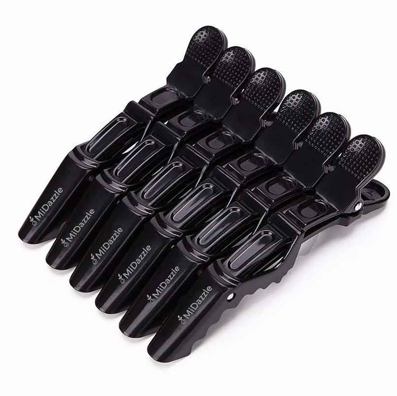 Midazzle Professional Hair Sectioning Crocodile Clips, Black|MIHA6302