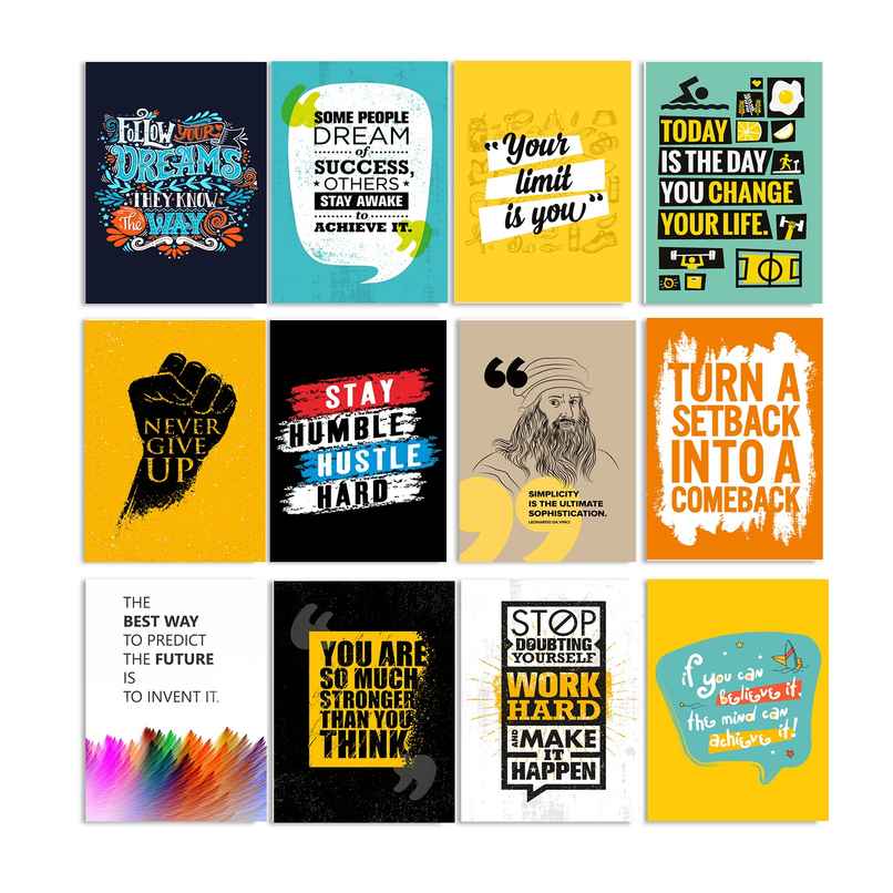 Paper Plane Design Motivational Wall Posters | Set of 12 | (29 cm x 21 cm) D19