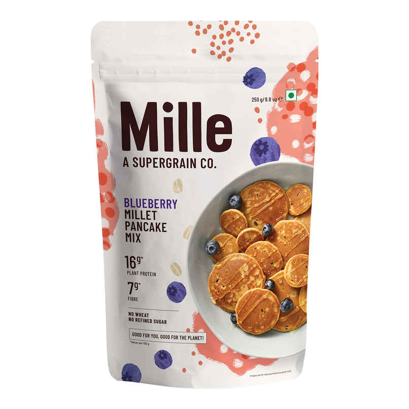 Mille Blueberry Pancake mix | Real blueberries | No atta | No maida | Raw natural sugar Mille Blueberry Pancake mix | Real blueberries | No atta | No maida | Raw natural sugar