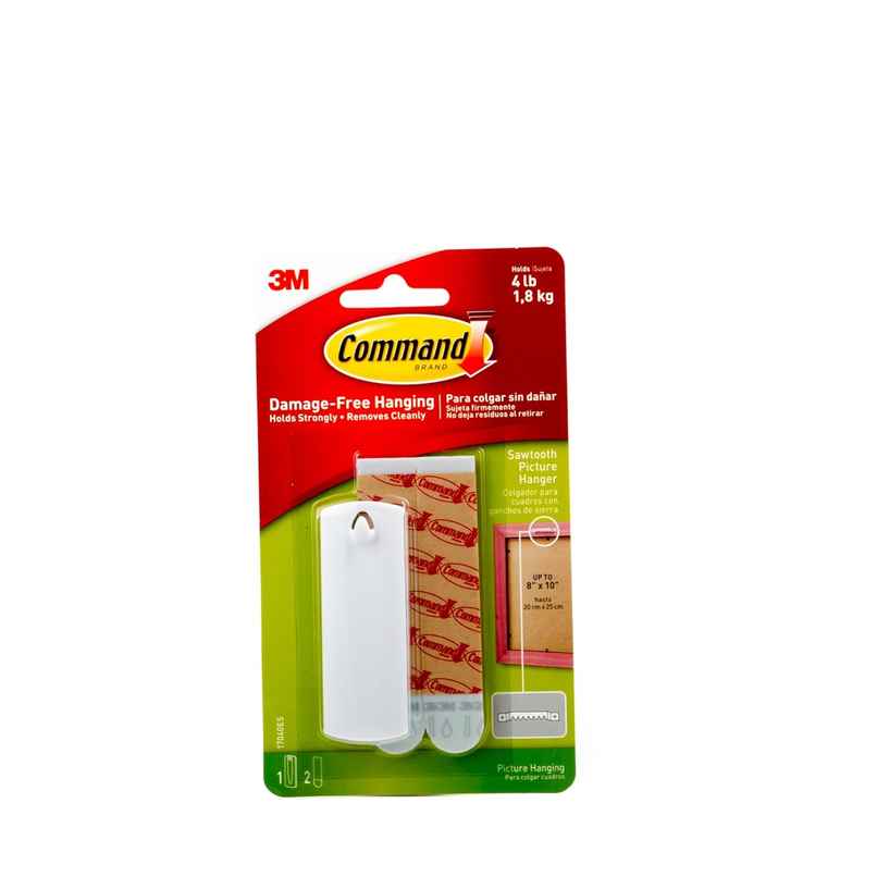 Command Saw Tooth Plastic Picture Hanger| Pack of 1 Hanger and 2 Strips| Holds Upto 1.8 kg Command Saw Tooth Plastic Picture Hanger| Pack of 1 Hanger and 2 Strips| Holds Upto 1.8 kg