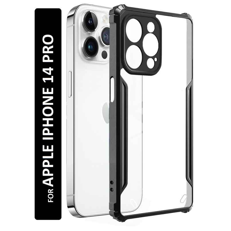Kwine Case Apple Iphone 14 Pro Back Cover - Black Bordered Transparent Case