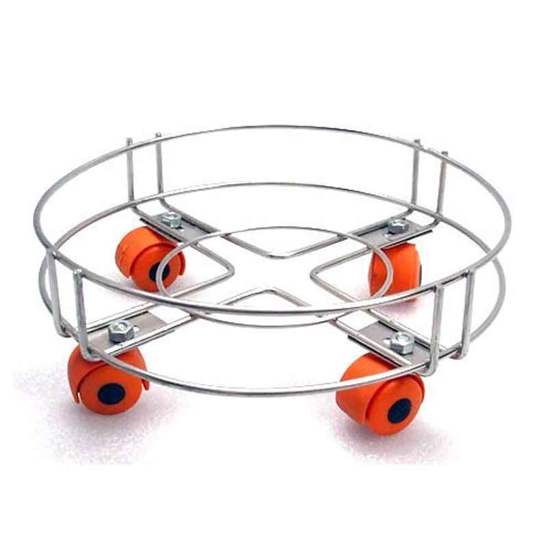 Kuber Industries Stainess Steel Gas Cylinder Trolley | 4 Rollers