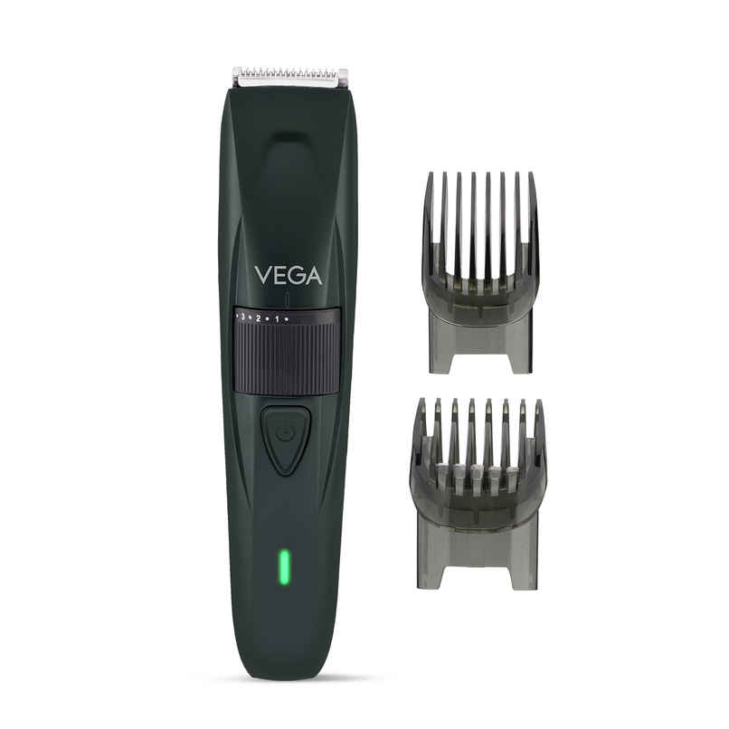 VEGA Turbolite Beard Trimmer for Men with 90 Min Runtime | USB Type C | 2 Comb Attachment