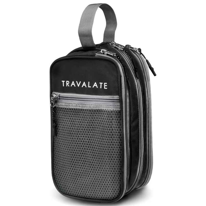 TRAVALATE Three Compartment Travel Toiletry Kit | Black