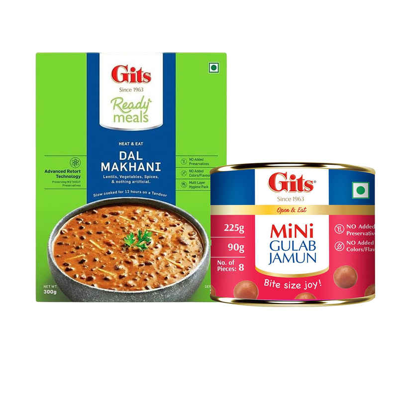 Gits Dal Makhani Ready To Eat (300g) & Mini Gulab Jamun Tin (225g) Combo