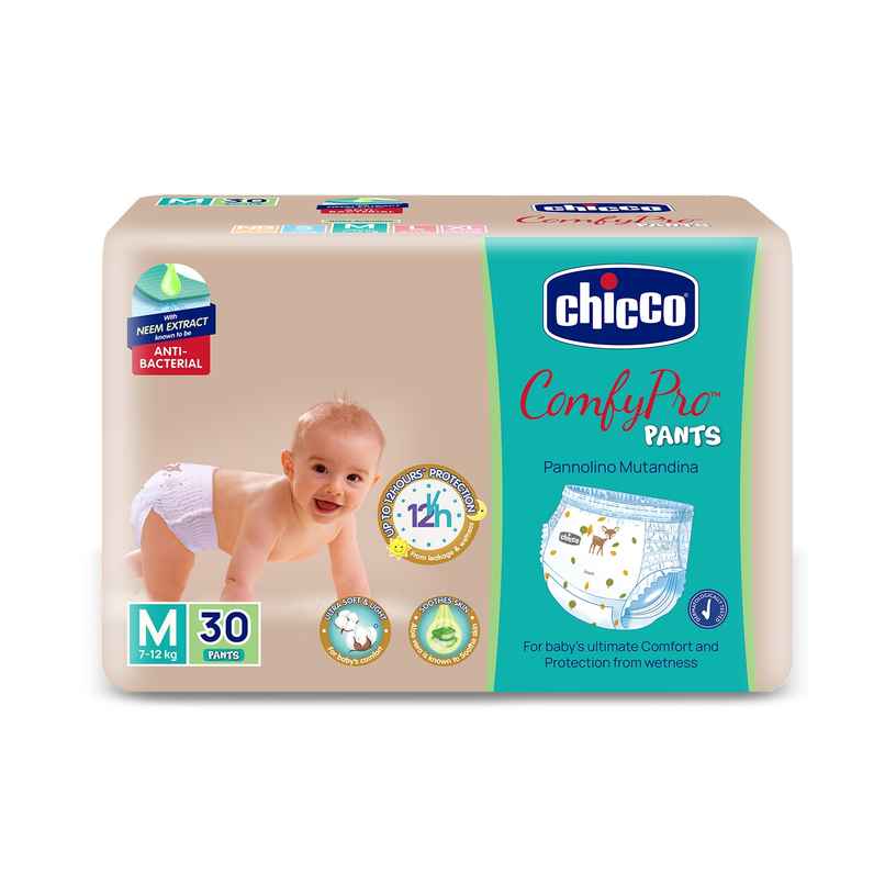 Chicco ComfyPro Premium Baby Diapers | Pant Style | M | 30 Pcs