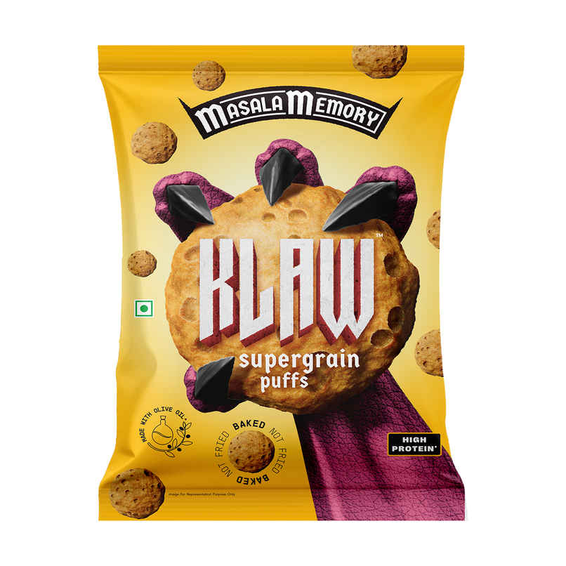 Klaw Masala Memory Supergrain Puffs | Baked Not Fried | High Protein | Made with Olive Oil Klaw Masala Memory Supergrain Puffs | Baked Not Fried | High Protein | Made with Olive Oil