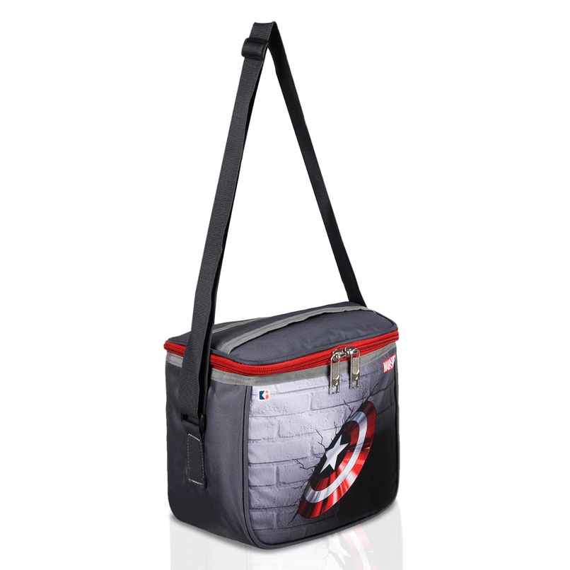 Kuber Industries Marvel Captain America Shield Lunch Bag | Waterproof Rexine | Gray