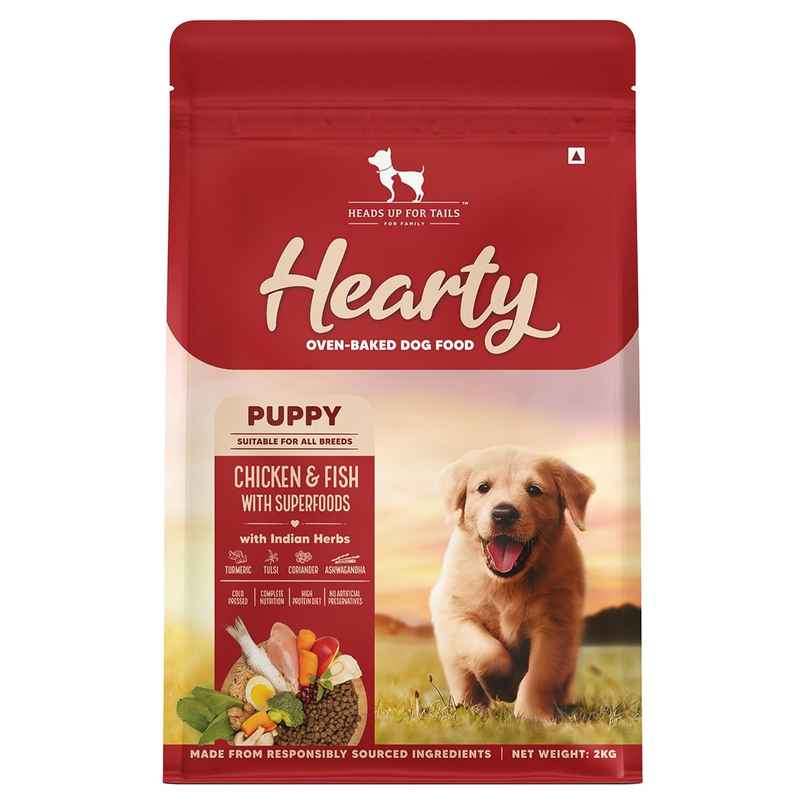 Hearty Oven-Baked Dry Food For Puppies With Chicken, Fish & Indian Herbs - All Breed Hearty Oven-Baked Dry Food For Puppies With Chicken, Fish & Indian Herbs - All Breed