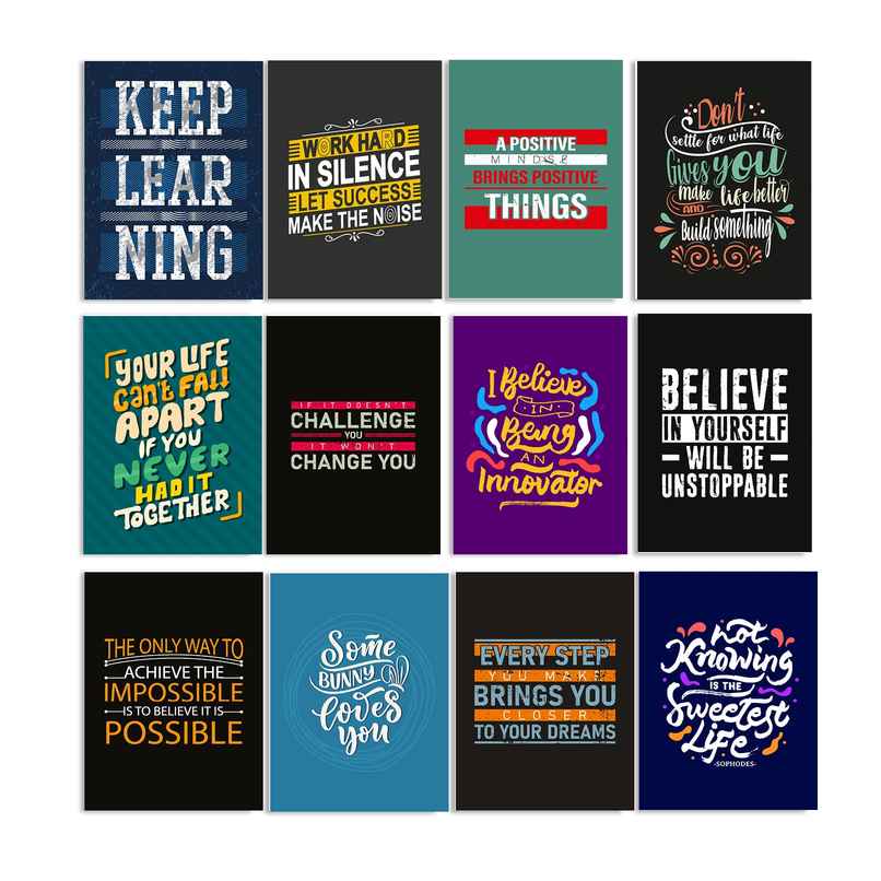 Paper Plane Design Motivational Wall Posters | Set of 12 | (29 cm x 21 cm) D39