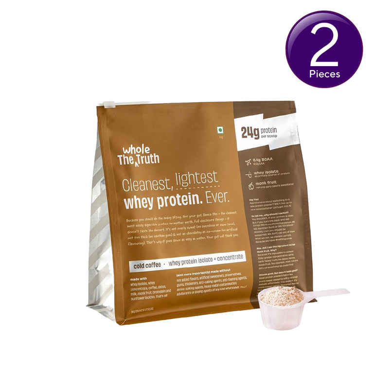 The Whole Truth Whey Protein Powder Cold Coffee (24g Protein Per Scoop) Combo