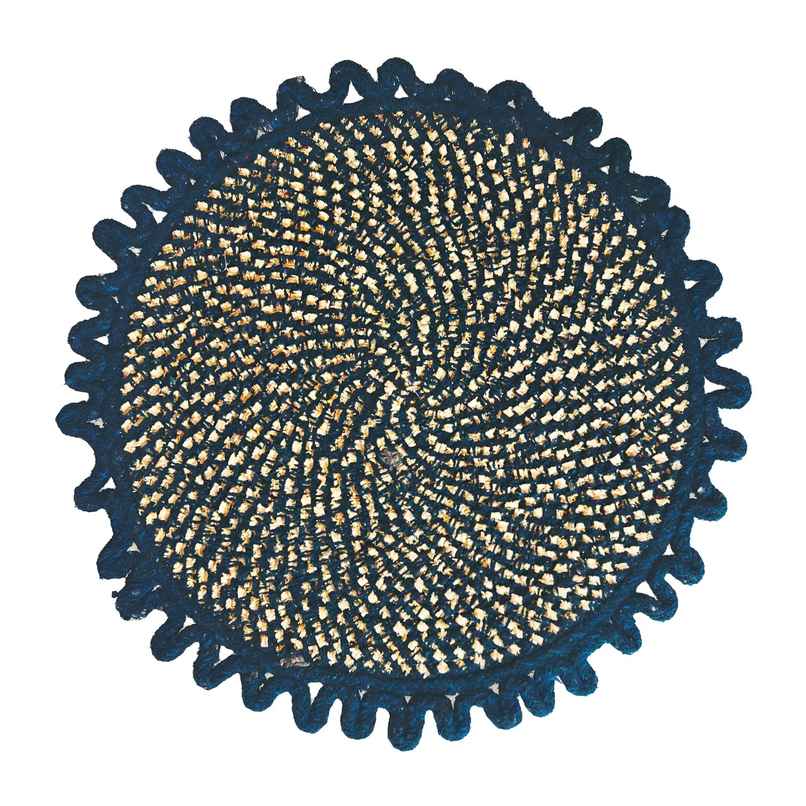 Status New Braided Round Mat 48 x 48 Cm | Blue