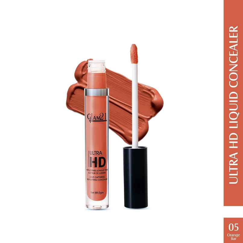Glam21 Ultra Hd Liquid Concealer For Hd Finish | Non-Sticky Long-Lasting Matte Finish | Orange Bar