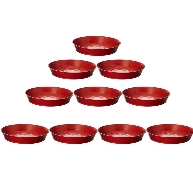 Leafy Tales Plants Bottom Plate, Drip Tray For Plants, Gamla, (6-Inch, Brown, Set Of 10)