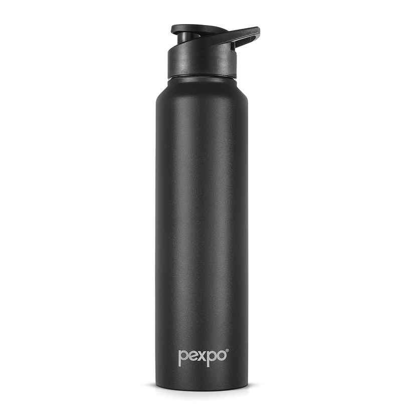 Pexpo Stainless Steel Chromo Sports/Fridge Sipper Water Bottle | Knight Black | 1 L Pexpo Stainless Steel Chromo Sports/Fridge Sipper Water Bottle | Knight Black | 1 L