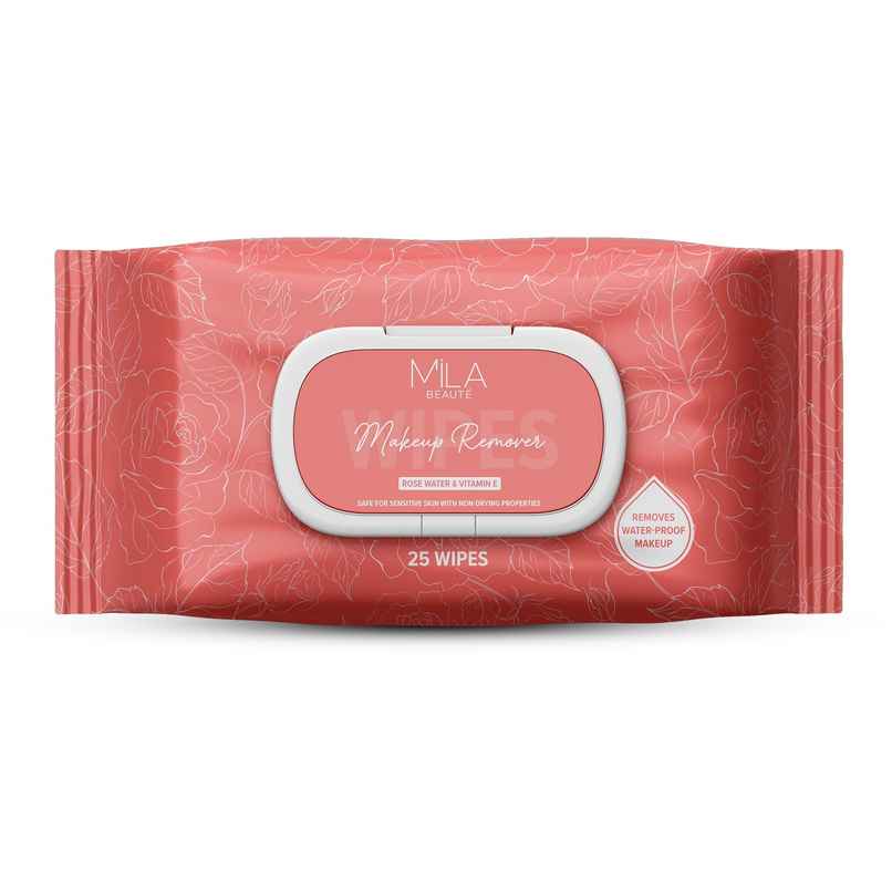 Mila Beaute Makeup Remover Wipes | Removes Waterproof Makeup | 25 Wipes | With Rosewater Vitamin E Mila Beaute Makeup Remover Wipes | Removes Waterproof Makeup | 25 Wipes | With Rosewater Vitamin E