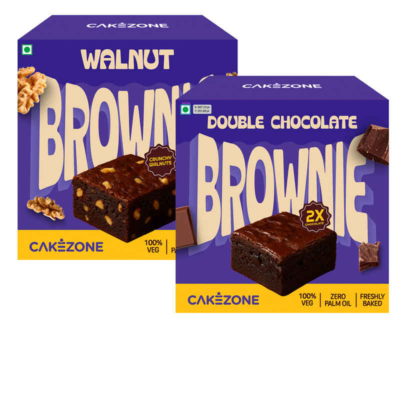 Cakezone Walnut Brownie (80g) & Cakezone Double Chocolate Brownie (85g) Combo