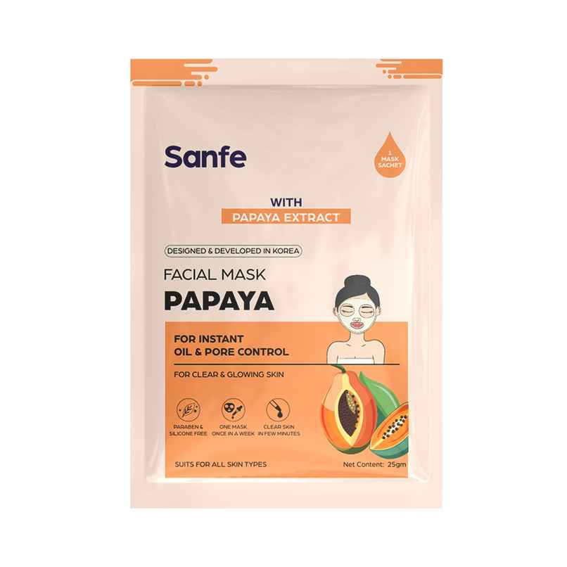 Sanfe Instant Oil Control Papaya Facial Mask 100% Fruit Extracts, Korean Mask