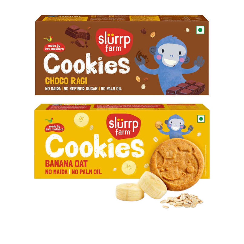 Slurrp Farm No Maida Choco Ragi Millet Cookies (1pc) & Slurrp Farm No Maida Banana Oat Cookies (1pc) Combo