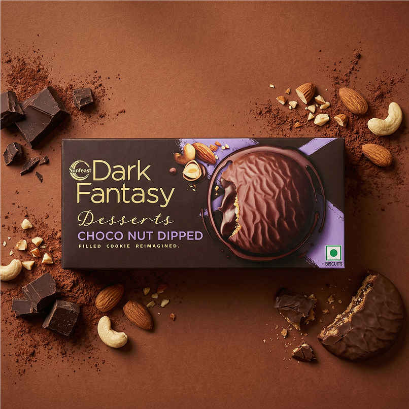 Sunfeast Dark Fantasy Desserts Choconut Dipped Filled Cookie Reimaged